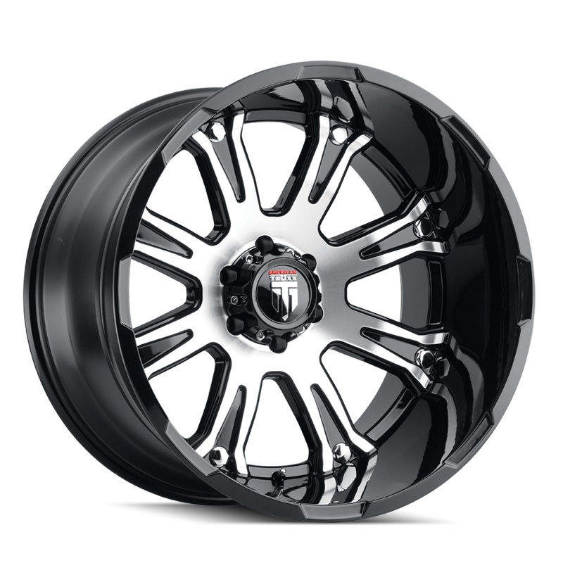 AMERICAN TRUXX AT154 BOMB GLOSS BLACK MACHINED WHEELS | 22X14 | 8X180 | OFFSET: -76MM | CB: 125.2MM