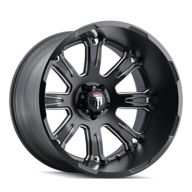 AMERICAN TRUXX AT154 BOMB SATIN BLACK MILLED WHEELS | 22X14 | 5X127 | OFFSET: -76MM | CB: 78.1MM