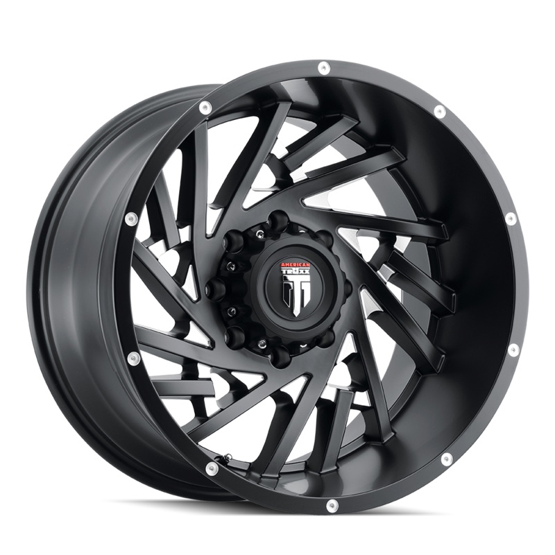 AMERICAN TRUXX AT161 WEB SATIN BLACK MILLED WHEELS | 20X12 | 8X170 | OFFSET: -44MM | CB: 125.2MM