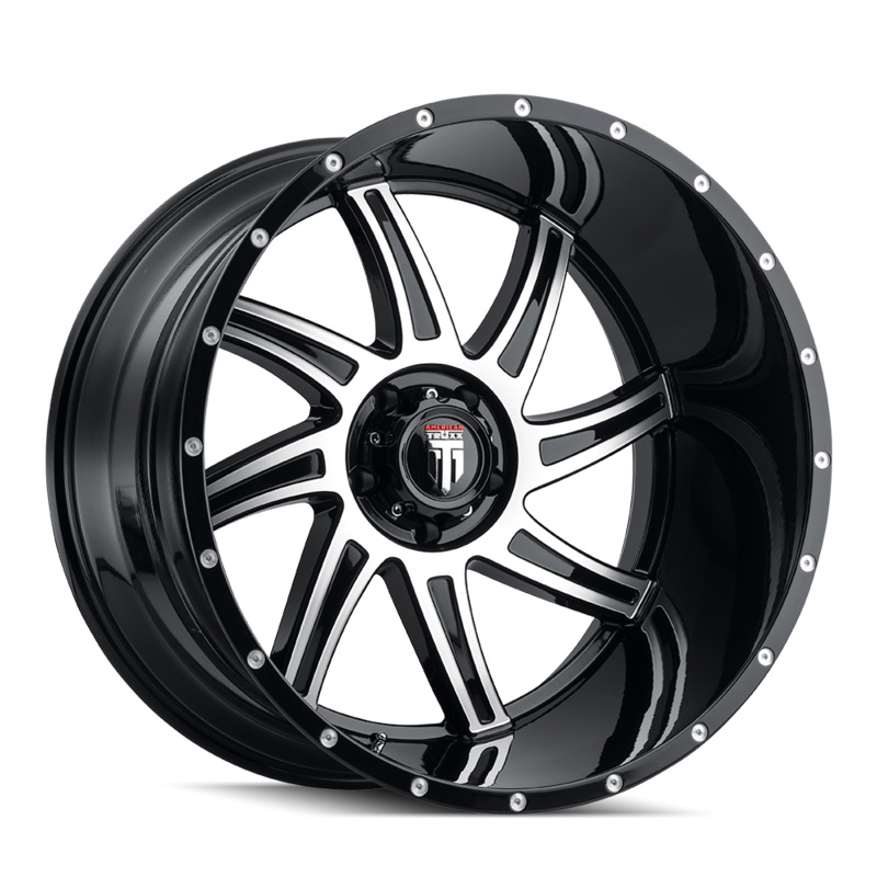 AMERICAN TRUXX AT162 VORTEX GLOSS BLACK MACHINED WHEELS | 20X10 | 5X139.7 | OFFSET: -24MM | CB: 87.1MM