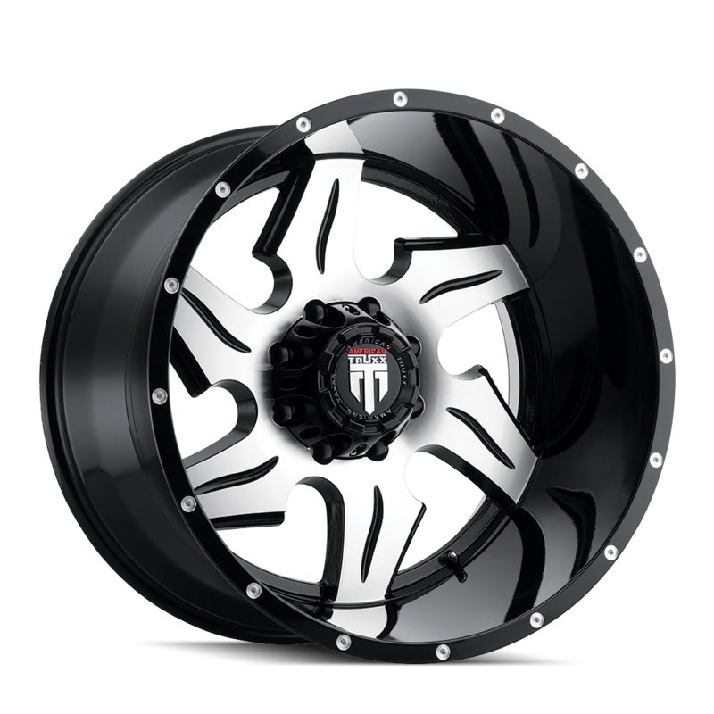 AMERICAN TRUXX AT163 NINJA GLOSS BLACK MILLED WHEELS | 22X14 | 5X127 | OFFSET: -76MM | CB: 78.1MM