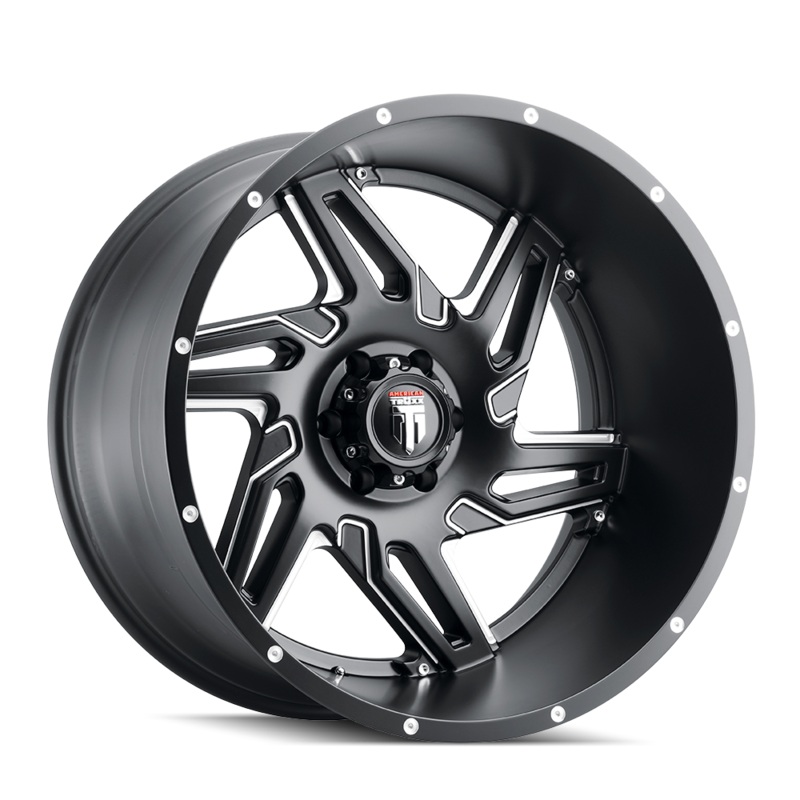 AMERICAN TRUXX AT186 SPURS SATIN BLACK MILLED WHEELS | 24X14 | 5X127 | OFFSET: -76MM | CB: 78.1MM