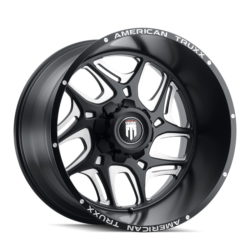 AMERICAN TRUXX AT1900 SWEEP SATIN BLACK MILLED WHEELS | 24X14 | 6X139.7 | OFFSET: -76MM | CB: 106.1MM